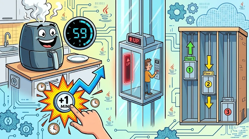 Illustration of a multi-elevator system