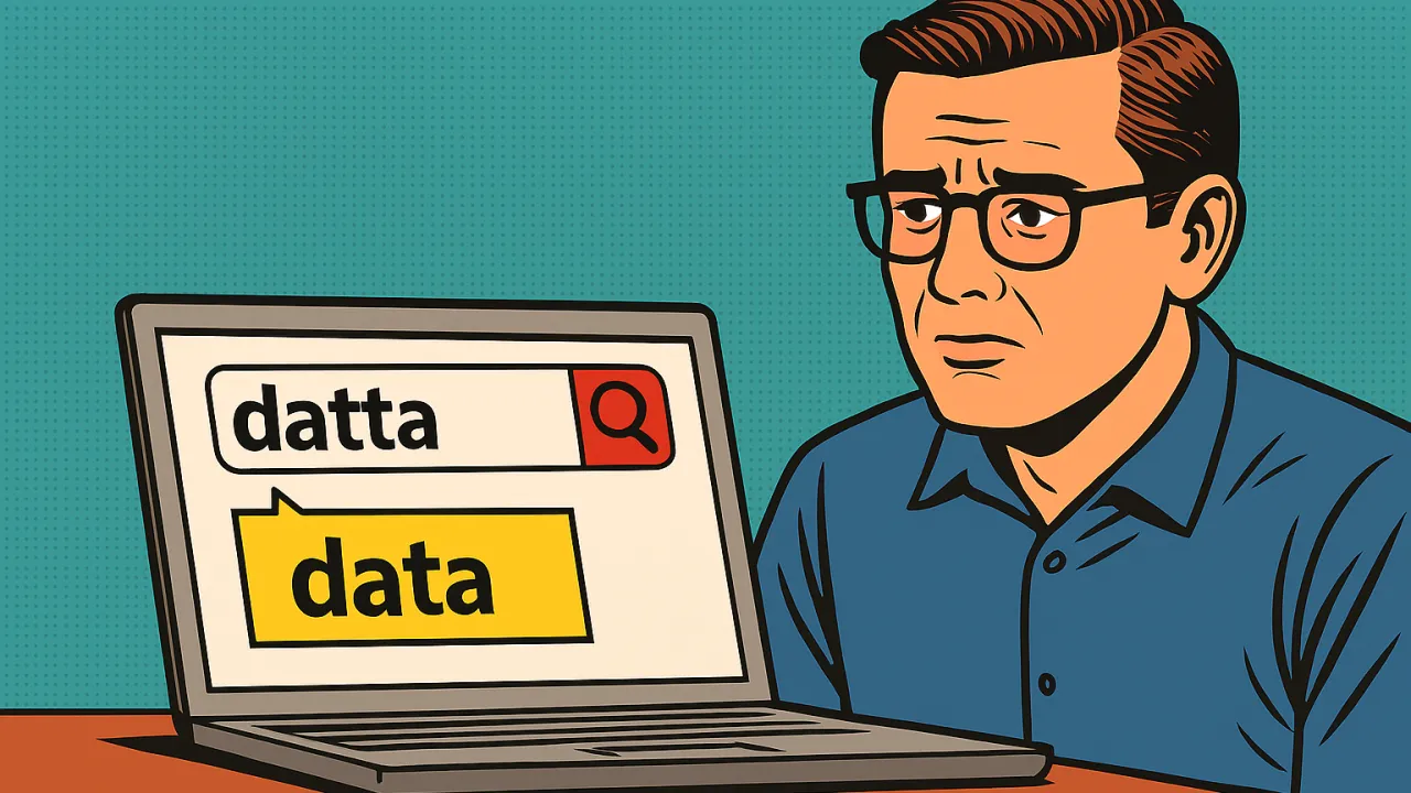 Fuzzy search comic illustration.